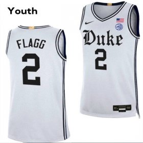 Sale - White Youth #2 Duke Blue Devils The Brotherhood Cooper Flagg Official College Basketball Jersey